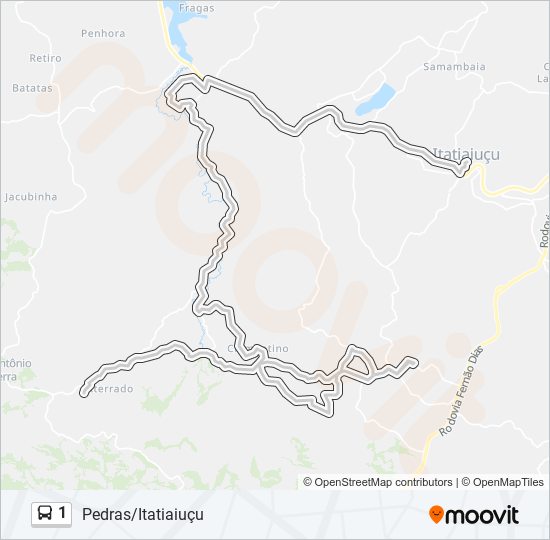 Mapa da linha 1 de ônibus