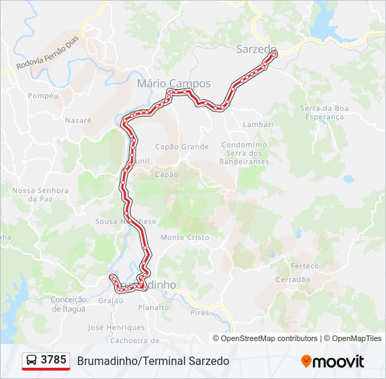 Mapa da linha 3785 de ônibus