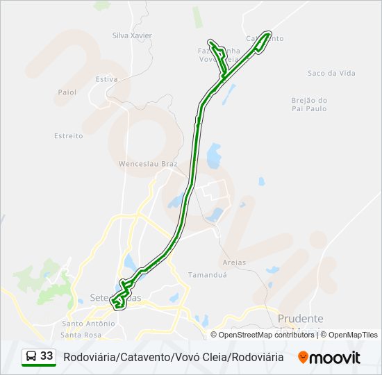 Mapa da linha 33 de ônibus