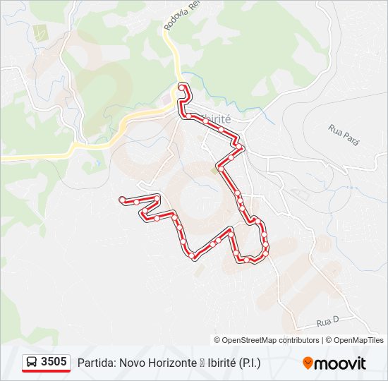 Mapa da linha 3505 de ônibus