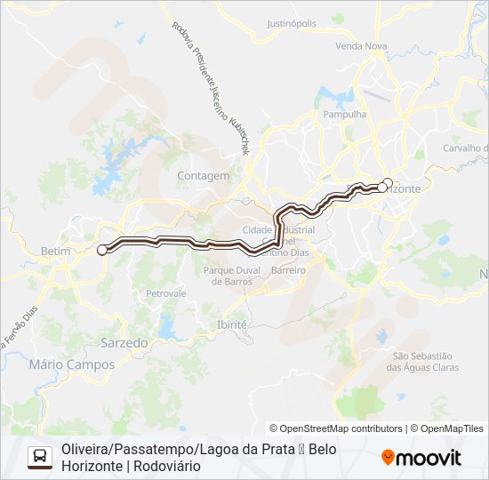 Mapa da linha BELO HORIZONTE (SARITUR) de ônibus