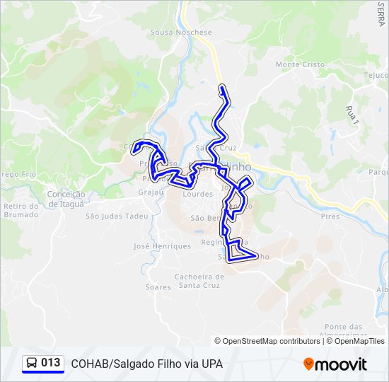 Mapa da linha 013 de ônibus