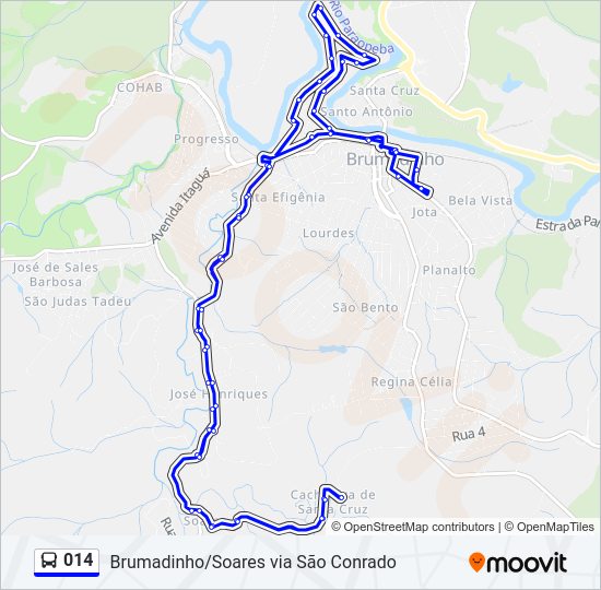 Mapa da linha 014 de ônibus