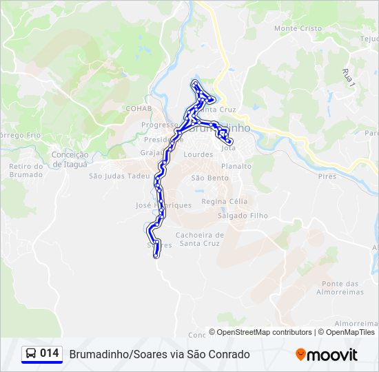 Mapa da linha 014 de ônibus