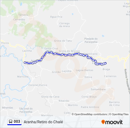Mapa da linha 003 de ônibus