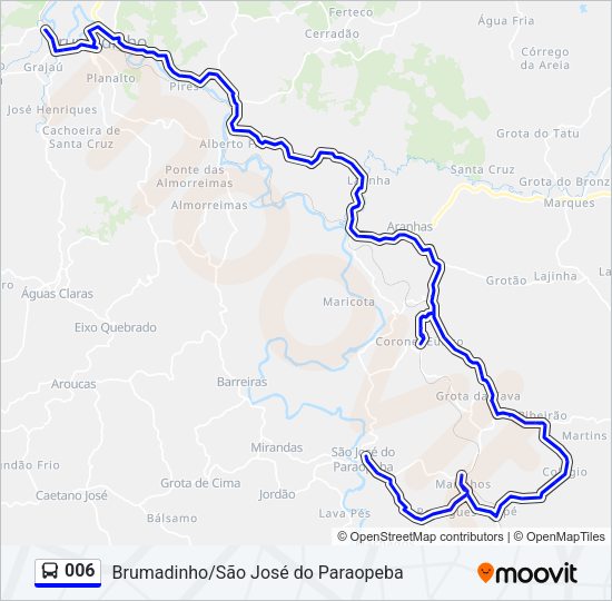 Mapa da linha 006 de ônibus