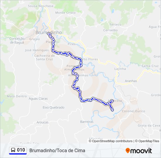Mapa da linha 010 de ônibus