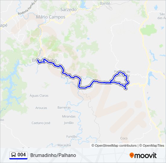 Mapa da linha 004 de ônibus