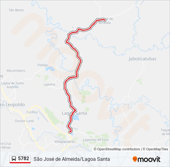 Mapa da linha 5782 de ônibus