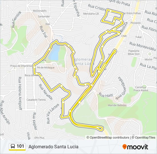 Mapa de 101 de autobús