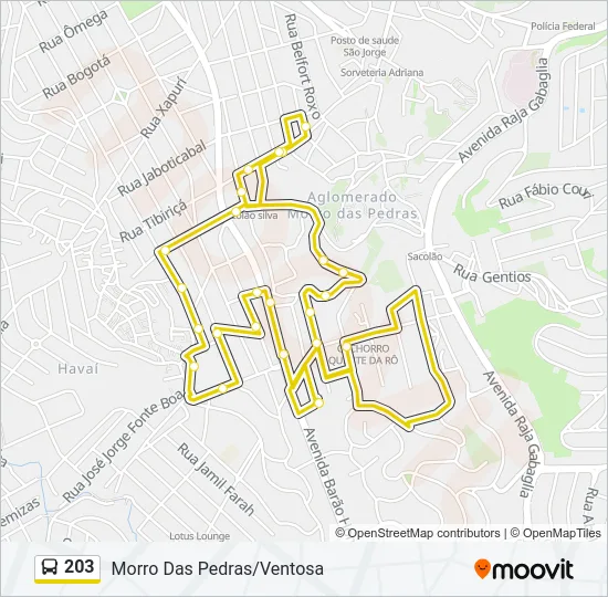 203 Bus Line Map