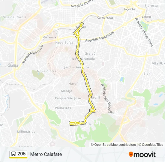 205 Bus Line Map