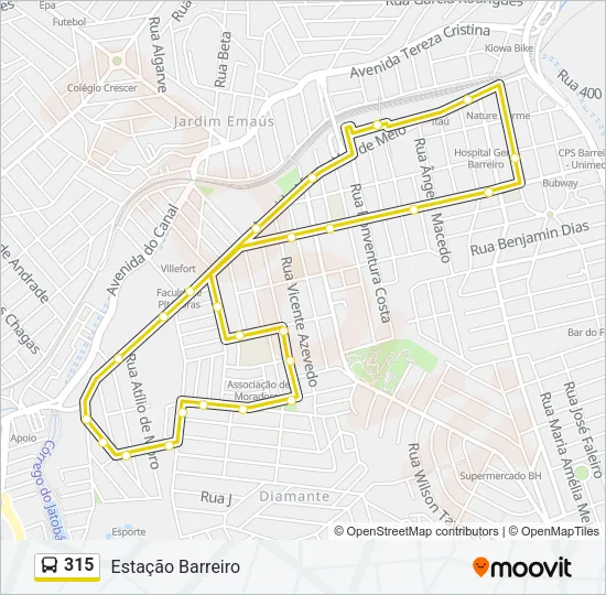 315 Bus Line Map