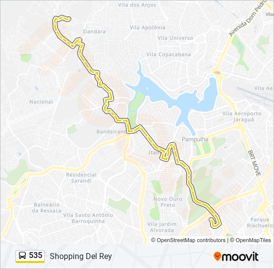 Mapa da linha 535 de ônibus