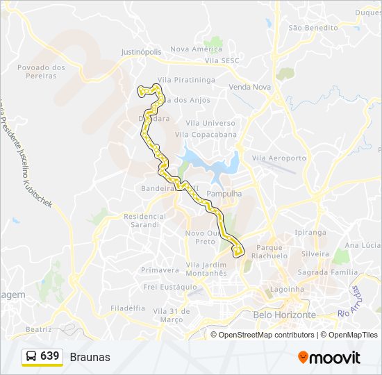 Mapa da linha 639 de ônibus