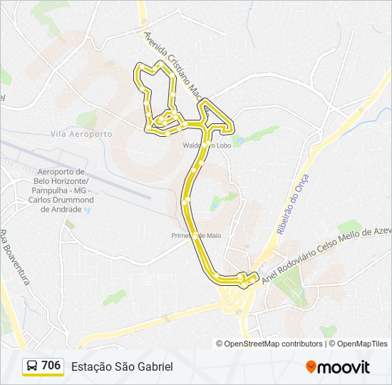 Mapa da linha 706 de ônibus