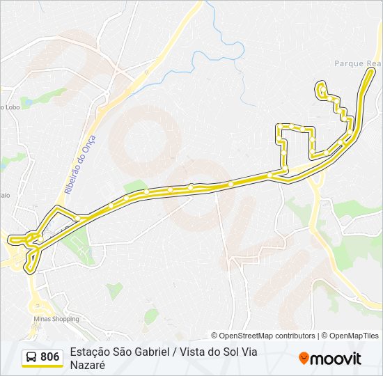 Mapa da linha 806 de ônibus