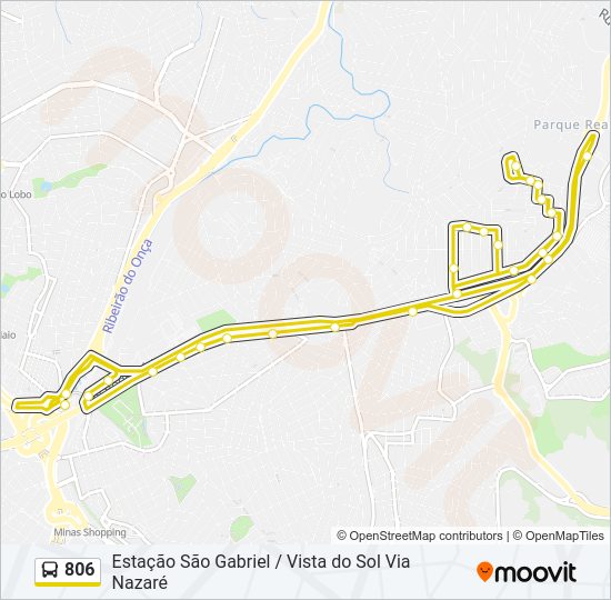Mapa da linha 806 de ônibus