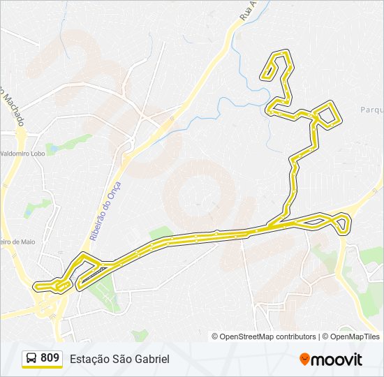 Mapa da linha 809 de ônibus