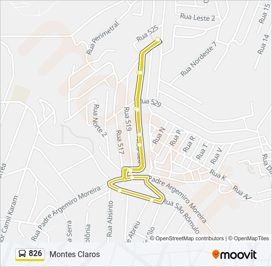 Mapa da linha 826 de ônibus