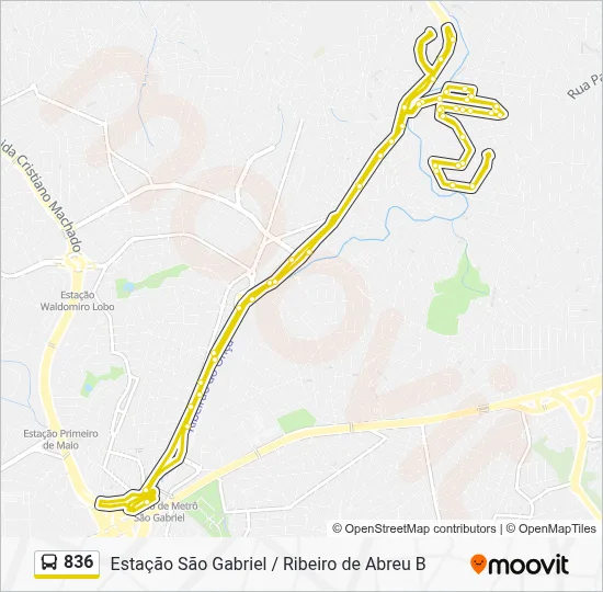 Rota da linha 836: horários, paradas e mapas - Ribeiro de Abreu ...