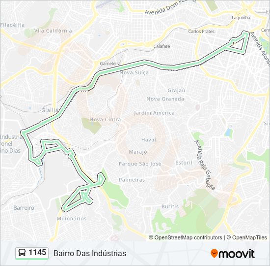 Mapa de 1145 de autobús