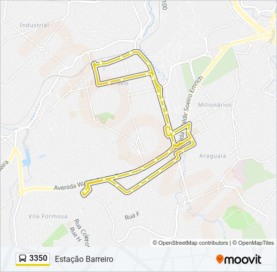 Mapa da linha 3350 de ônibus