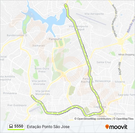 Mapa da linha 5550 de ônibus