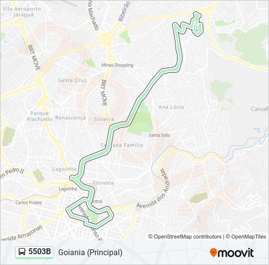 Mapa da linha 5503B de ônibus