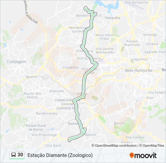 Mapa da linha 30 de ônibus