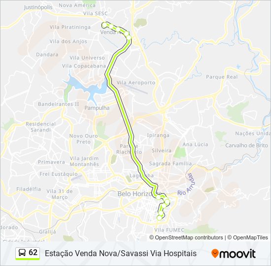 62 bus Line Map