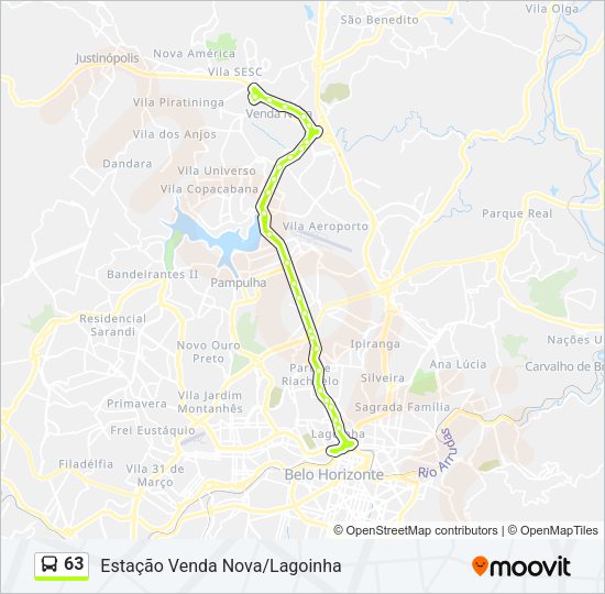 Mapa da linha 63 de ônibus