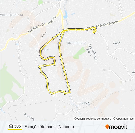 Mapa de 305 de autobús