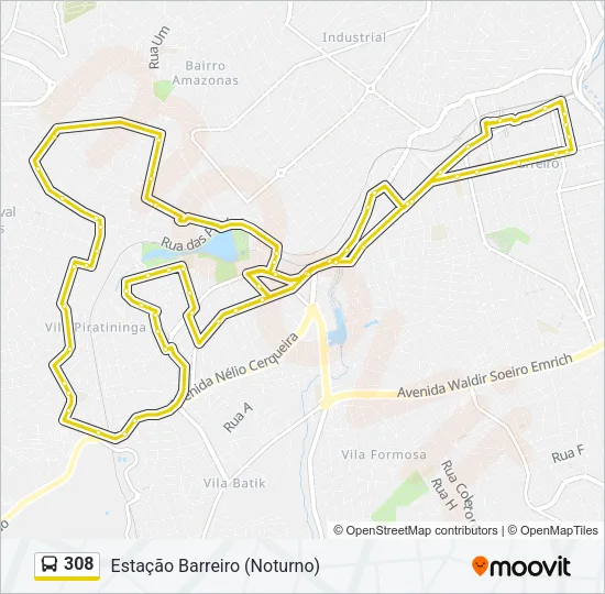 308 Bus Line Map