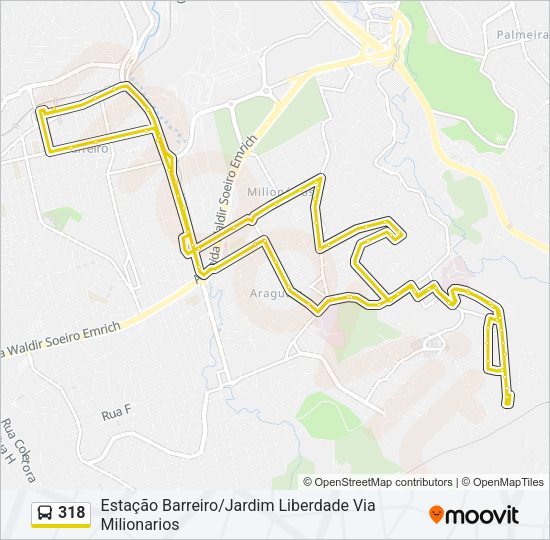 Mapa da linha 318 de ônibus