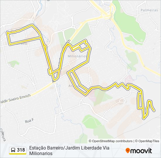 Mapa da linha 318 de ônibus