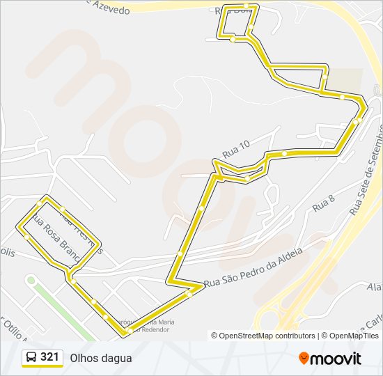 Mapa da linha 321 de ônibus