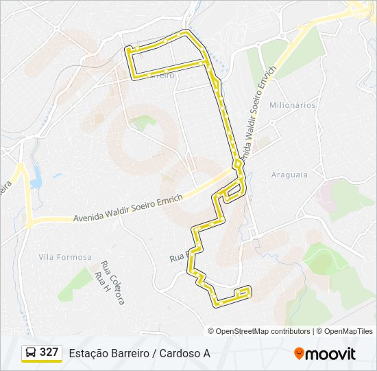 Mapa da linha 327 de ônibus