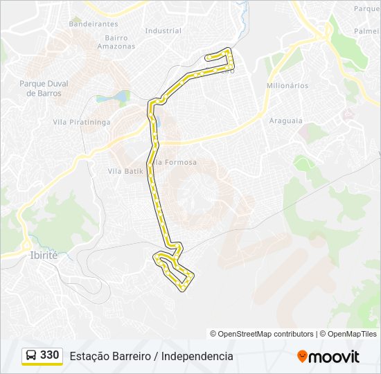 Mapa da linha 330 de ônibus