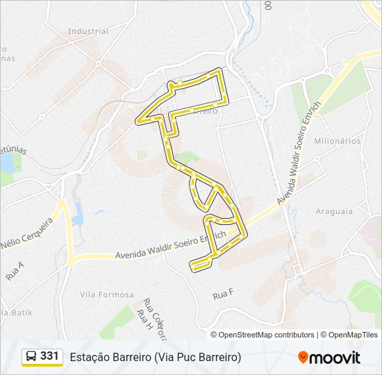 Mapa da linha 331 de ônibus