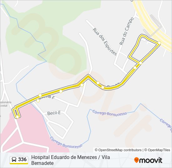 Mapa de 336 de autobús