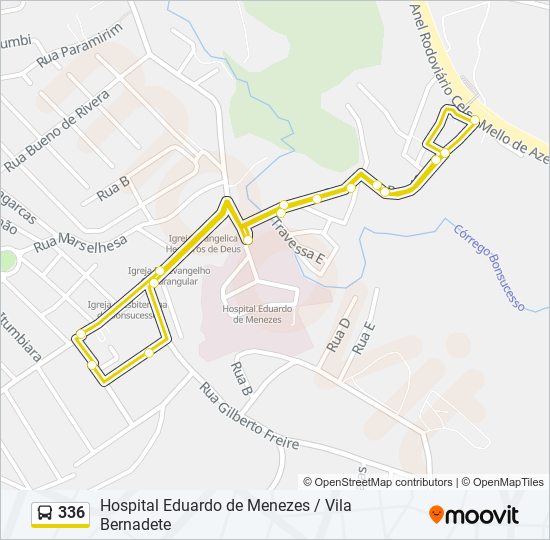 Mapa de 336 de autobús