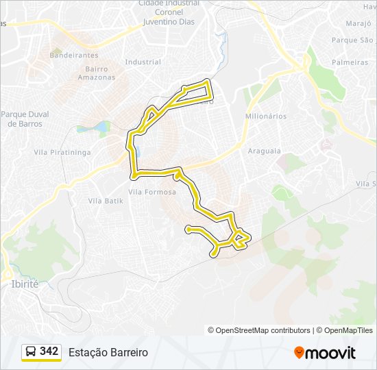 Mapa da linha 342 de ônibus