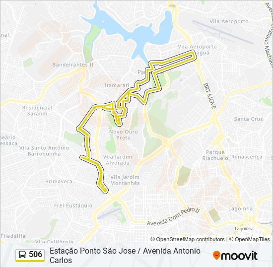 Mapa da linha 506 de ônibus