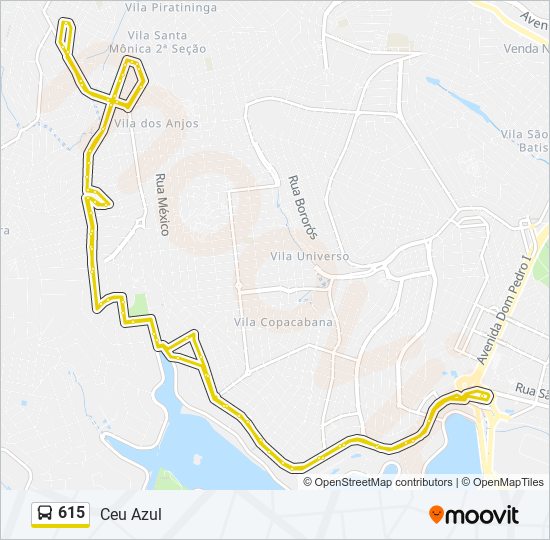 Mapa da linha 615 de ônibus