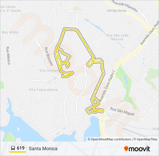 Mapa de 619 de autobús