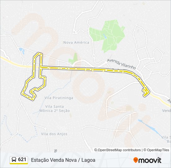 Mapa da linha 621 de ônibus