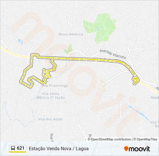 Mapa de 621 de autobús