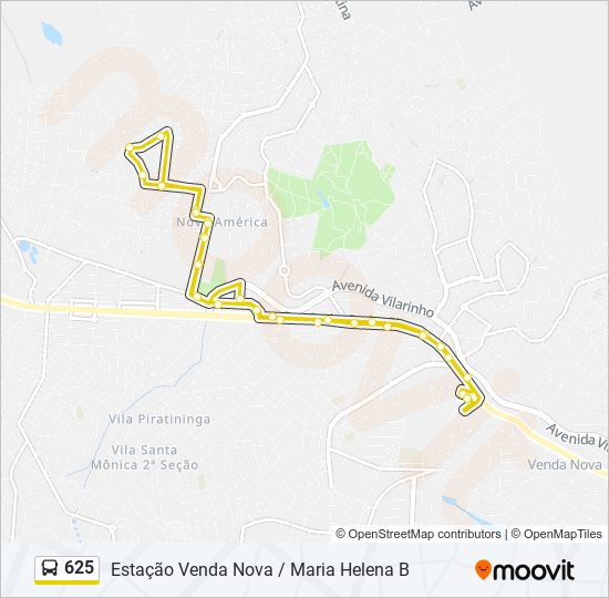 Mapa de 625 de autobús