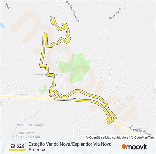Mapa da linha 626 de ônibus